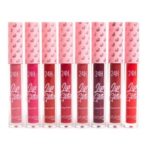 Kit 8 Lip Glitter Soft Brigth Color Febella