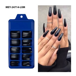 Unha Postiça Bailarina Alongada Preta Mey c/ 100 unidades