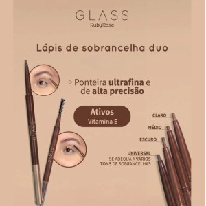 Lápis de Sobrancelhas Duo Glass Cor 03 Escuro Ruby Rose