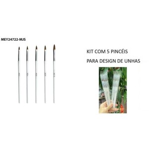Kit 5 Pincel para Desing de Unhas Artísticas