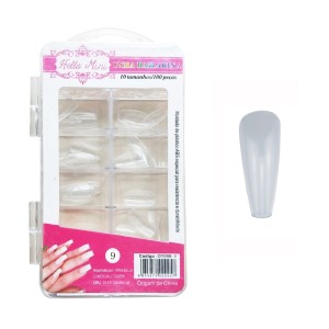 Unha Postiça Bailarina Alongada Transparente Hello Mini 100 - OY099-9