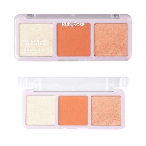 Trio Blush e Iluminador Cor 1 Ruby Rose
